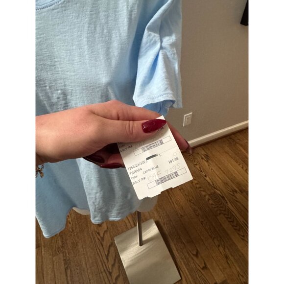 NWT Velvet by Graham & Spencer Short Sleeve Slub Tee Capri Blue Size Large - Picture 3 of 4